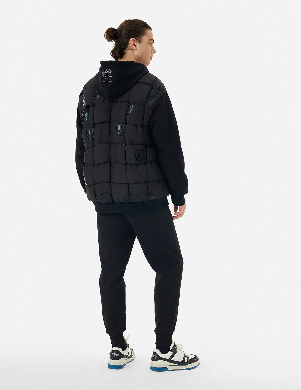 Kamon Print Loose Fit Padded Bomber Jacket - Image 2