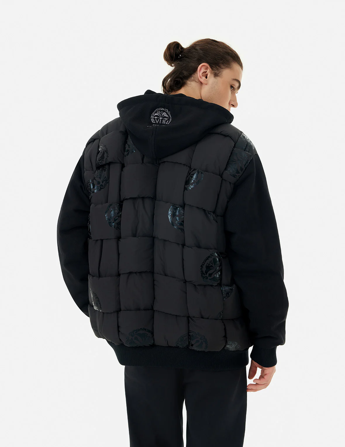 Kamon Print Loose Fit Padded Bomber Jacket - Image 4