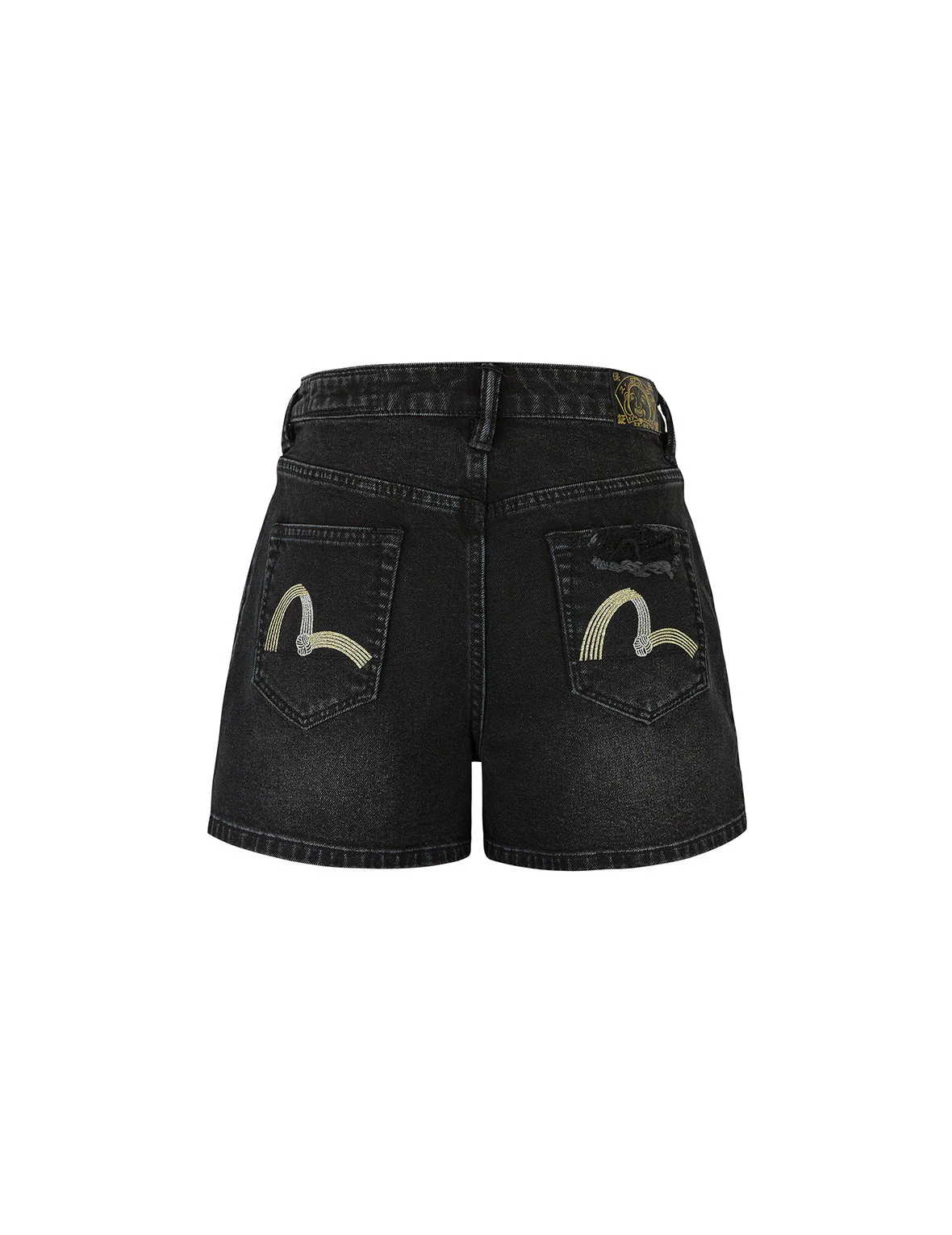 Knot Seagull Embroidery Loose Fit Denim Shorts - Image 10