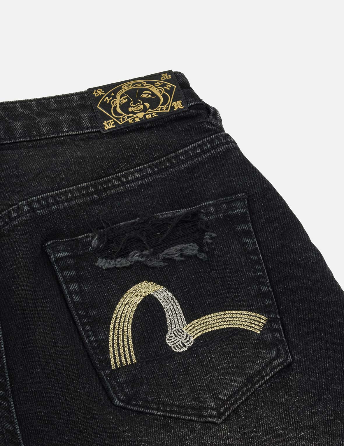 Knot Seagull Embroidery Loose Fit Denim Shorts - Image 5