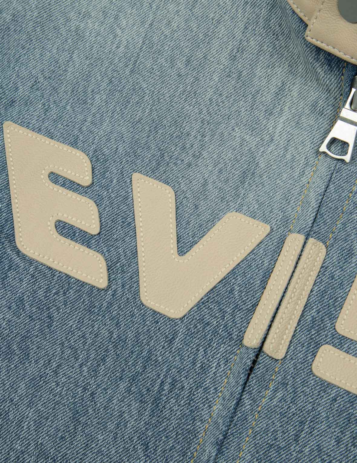 Leather Logo and Seagull Appliqué Regular Fit Denim Moto Jacket - Image 20