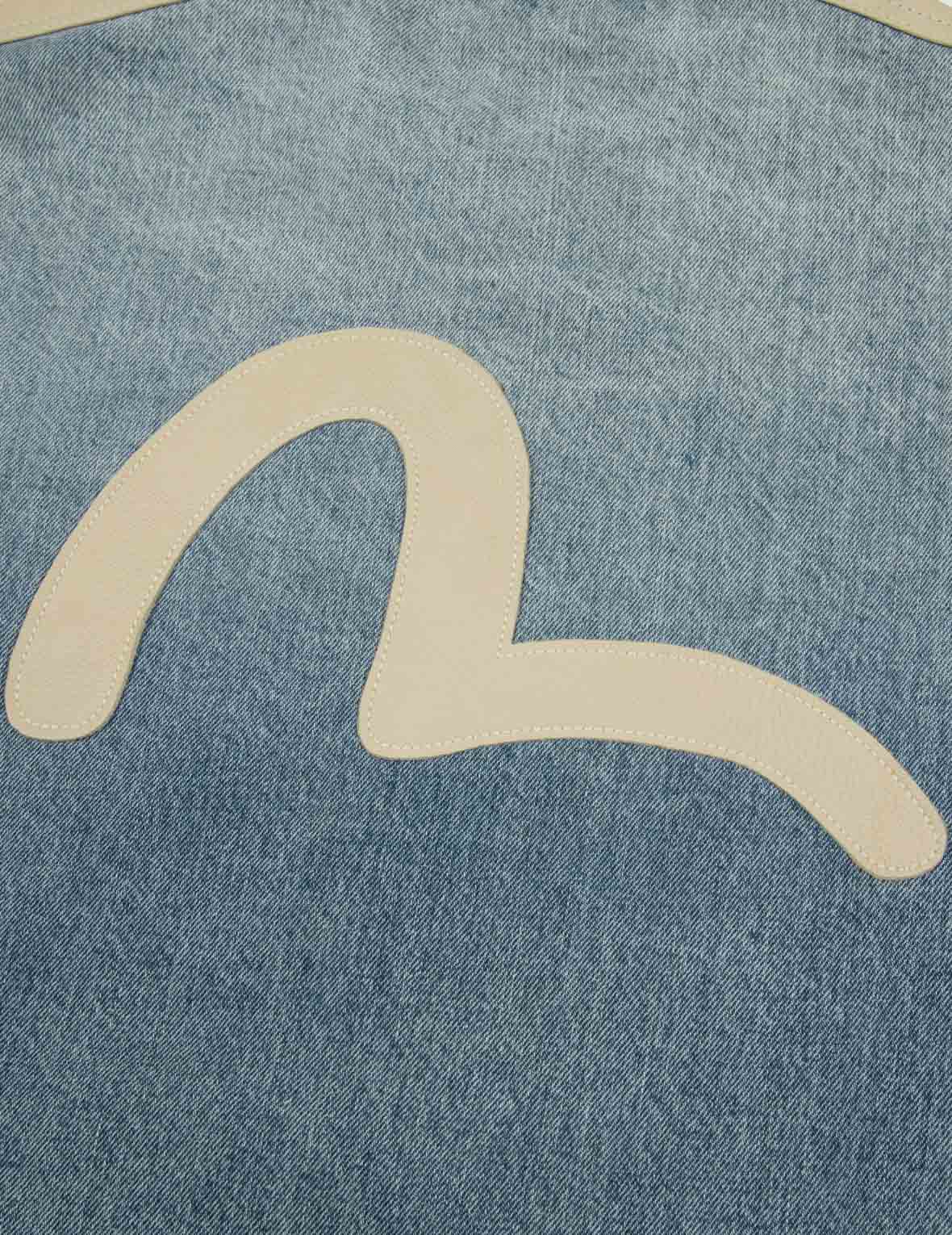 Leather Logo and Seagull Appliqué Regular Fit Denim Moto Jacket - Image 26