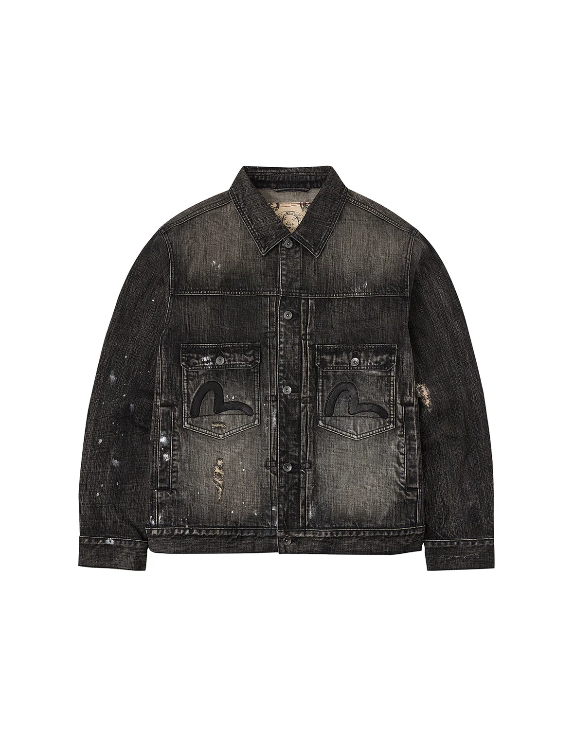 Leather Seagull Appliqué Relax Fit Denim Jacket
