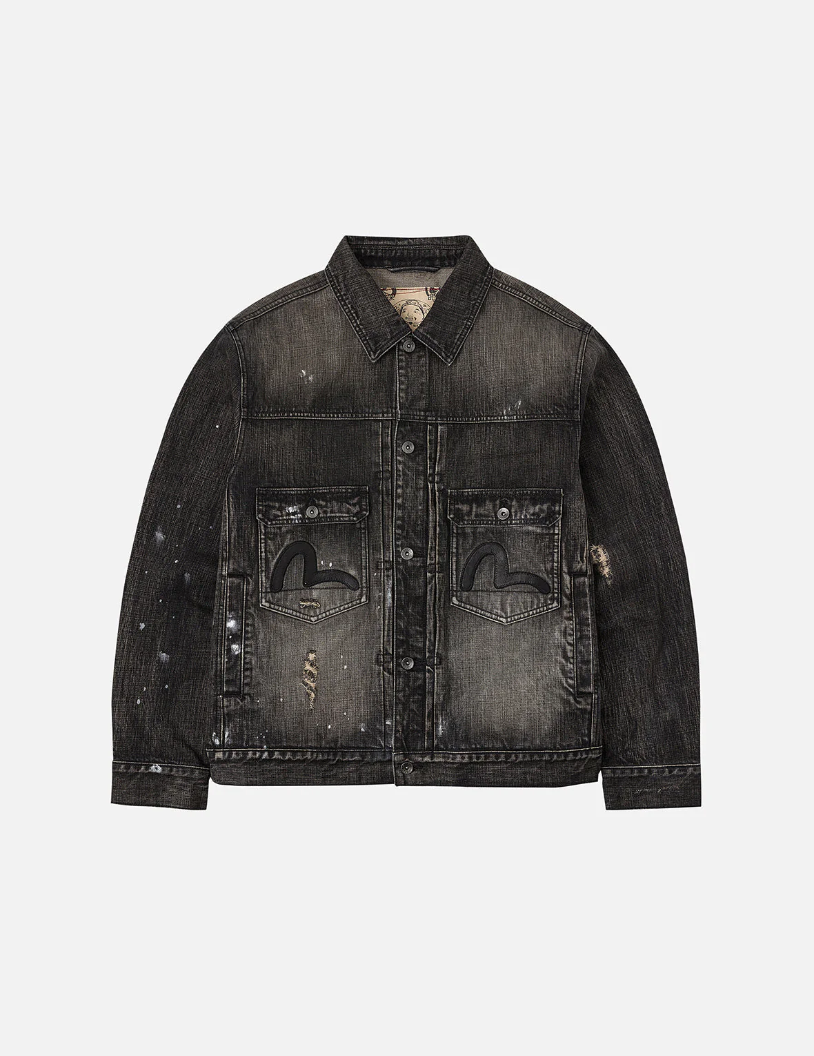 Leather Seagull Appliqué Relax Fit Denim Jacket - Image 3