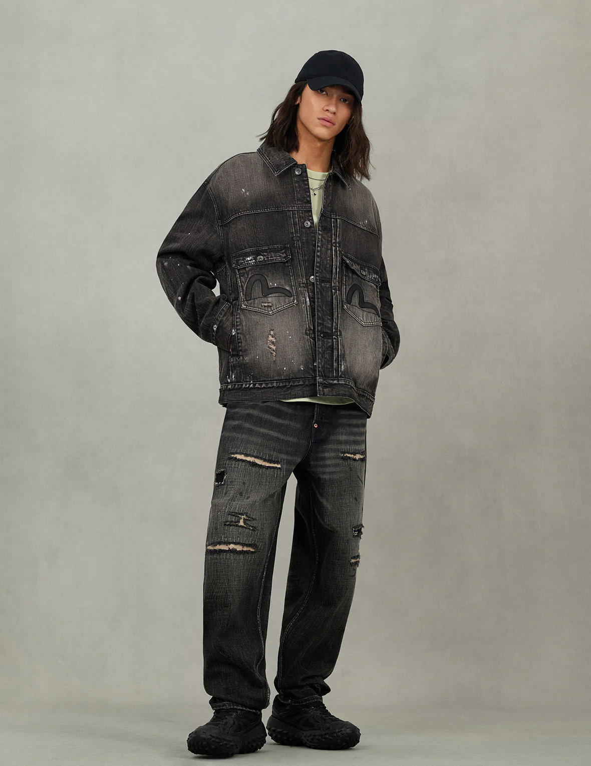 Leather Seagull Appliqué Relax Fit Denim Jacket - Image 5