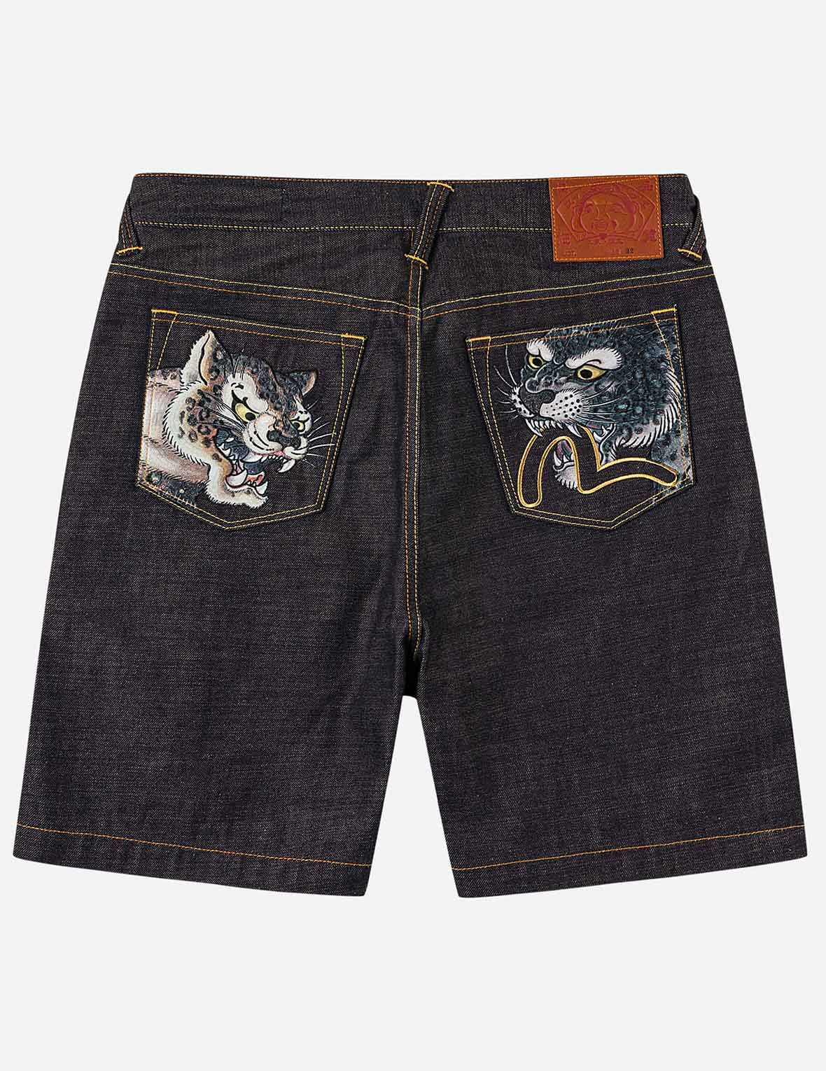 Leopard Pocket Embroidery Denim Shorts - Image 3