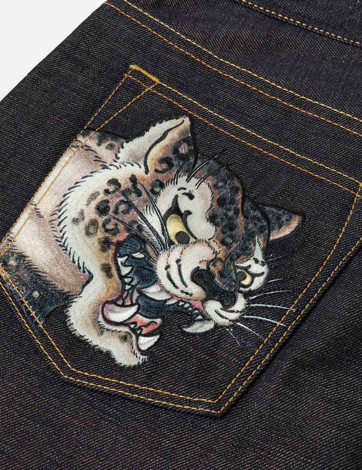 Leopard Pocket Embroidery Denim Shorts - Image 8