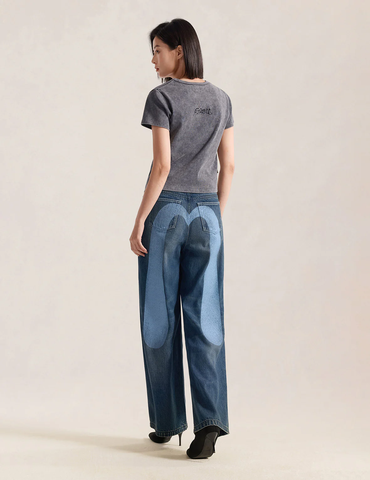 Light Blue Washed Daicock Print Jeans - Image 6