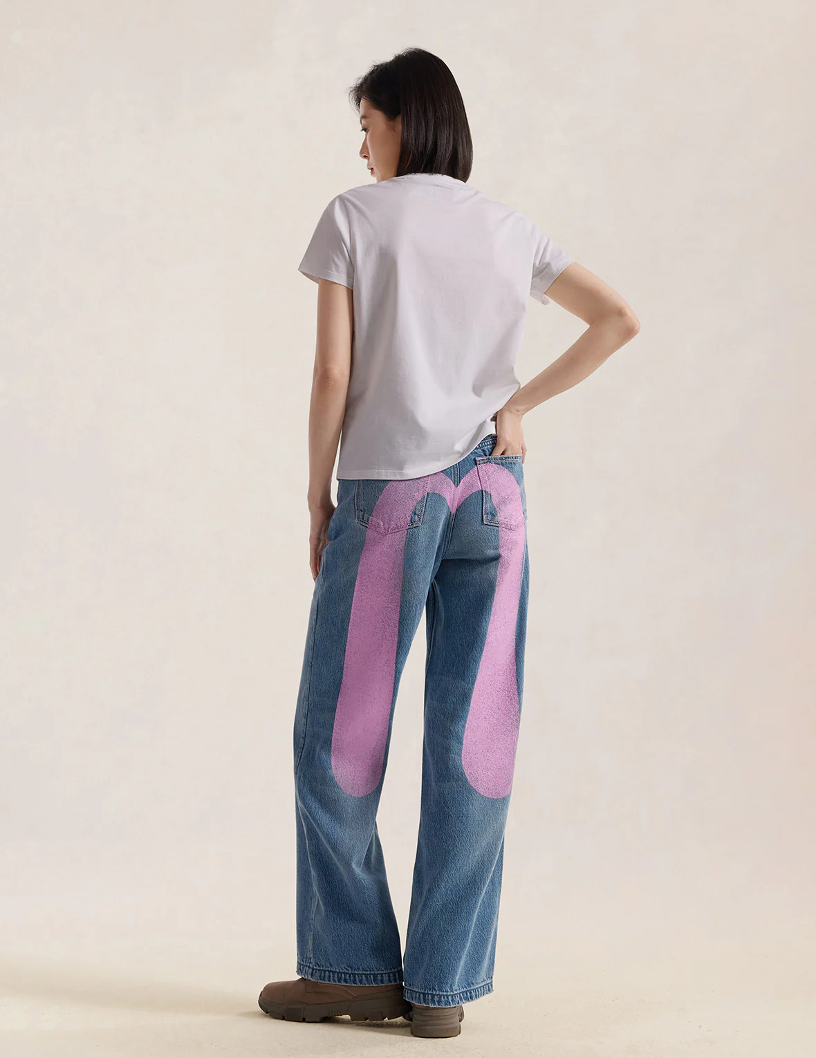 Light Pink Washed Daicock Print Jeans - Image 6