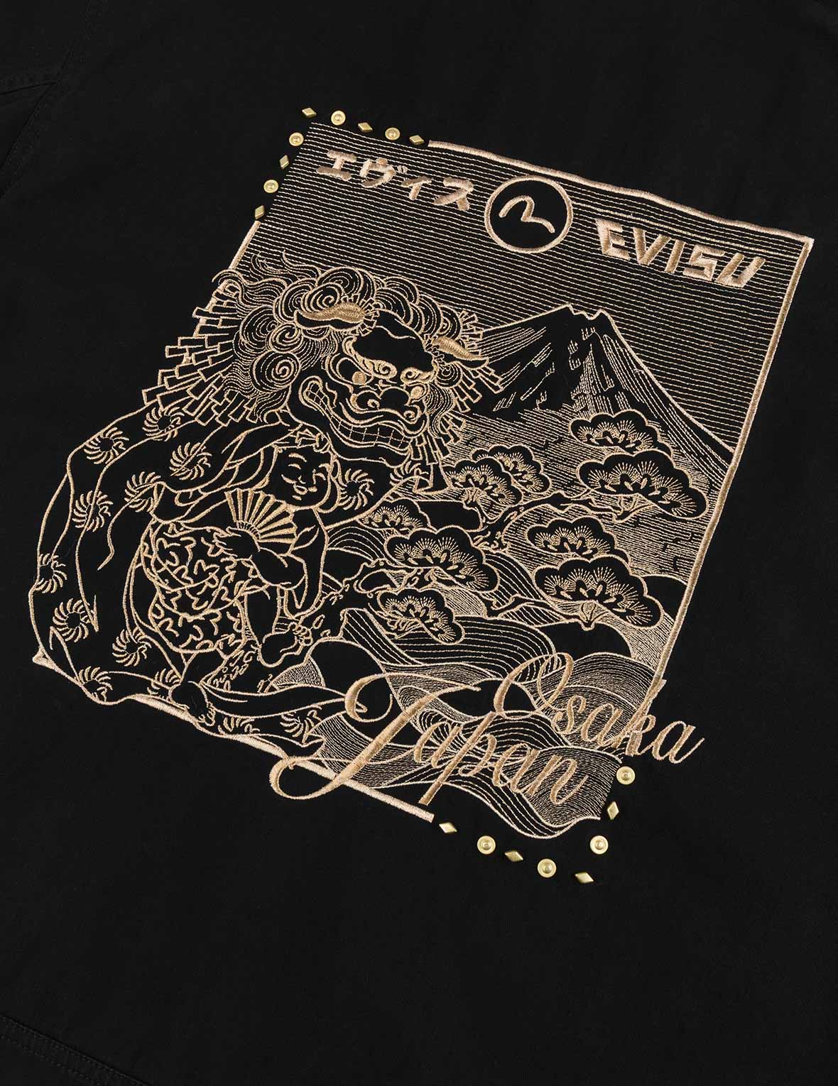 Lion Dance and Mountain Embroidery Regular Fit Worker Jacket - Image 7