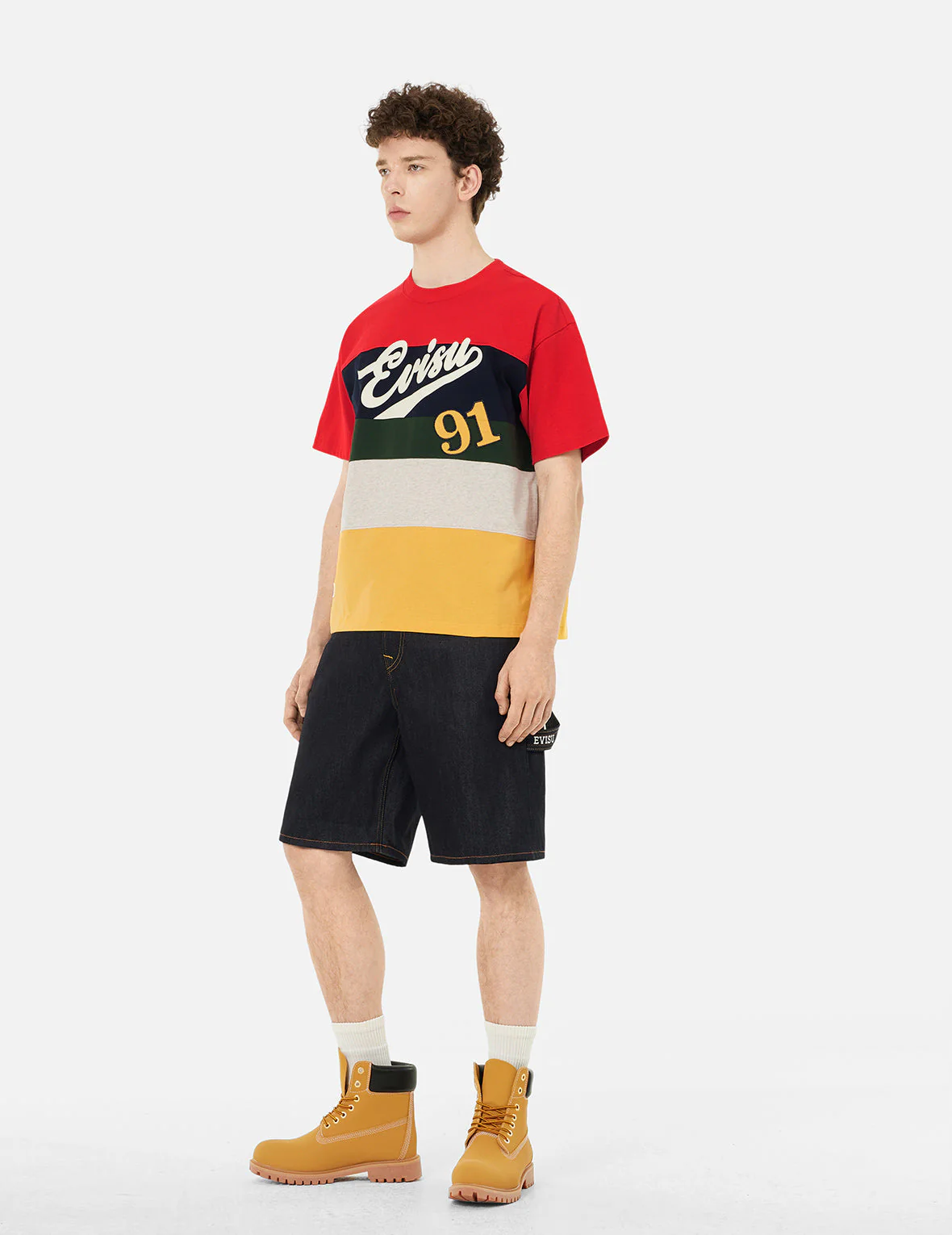 Logo and "91" Appliqué Embroidery Relax Fit Stripe T-Shirt - Image 3