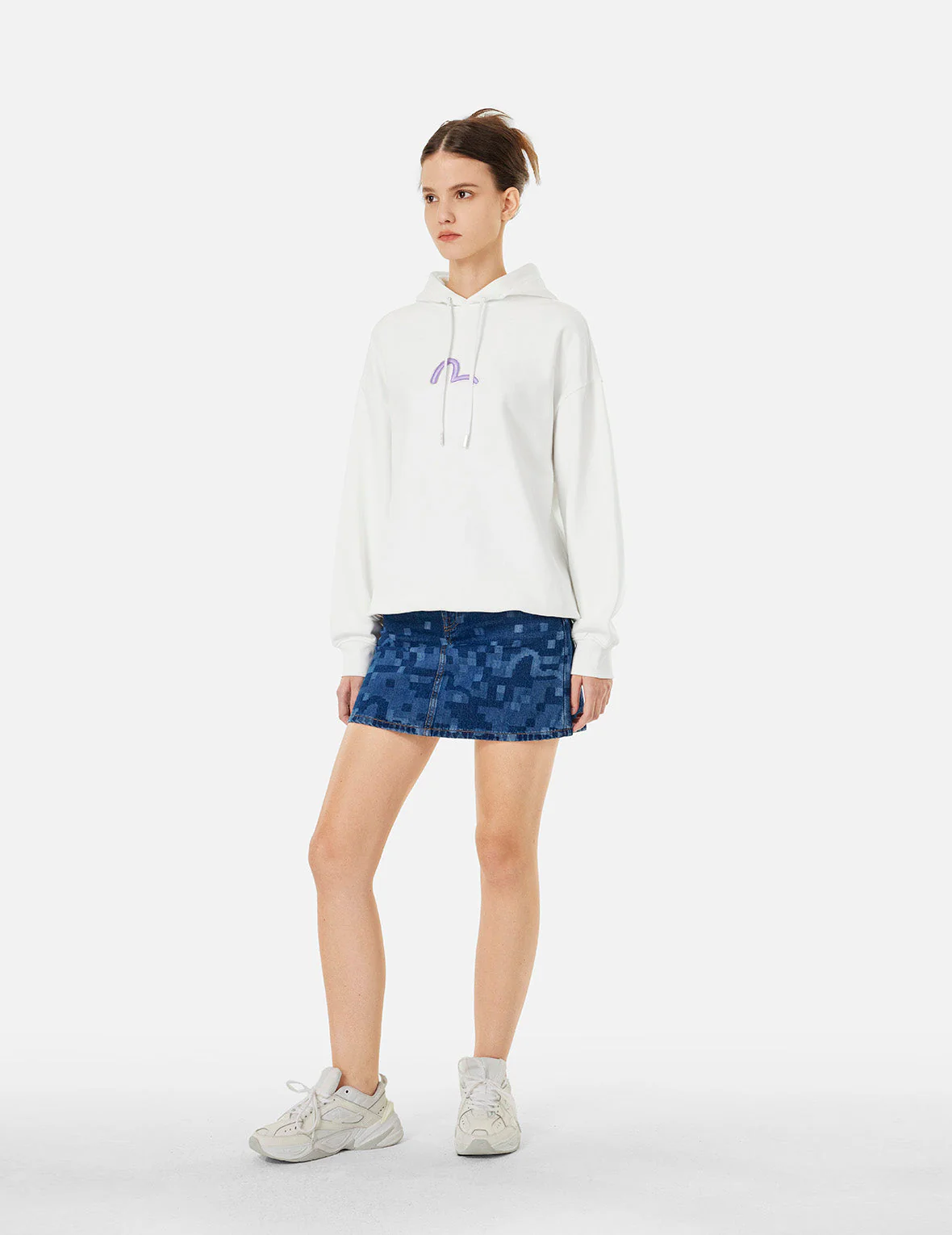 Logo and Fortune Cat Daicock Print Oversized Hoodie - Image 4