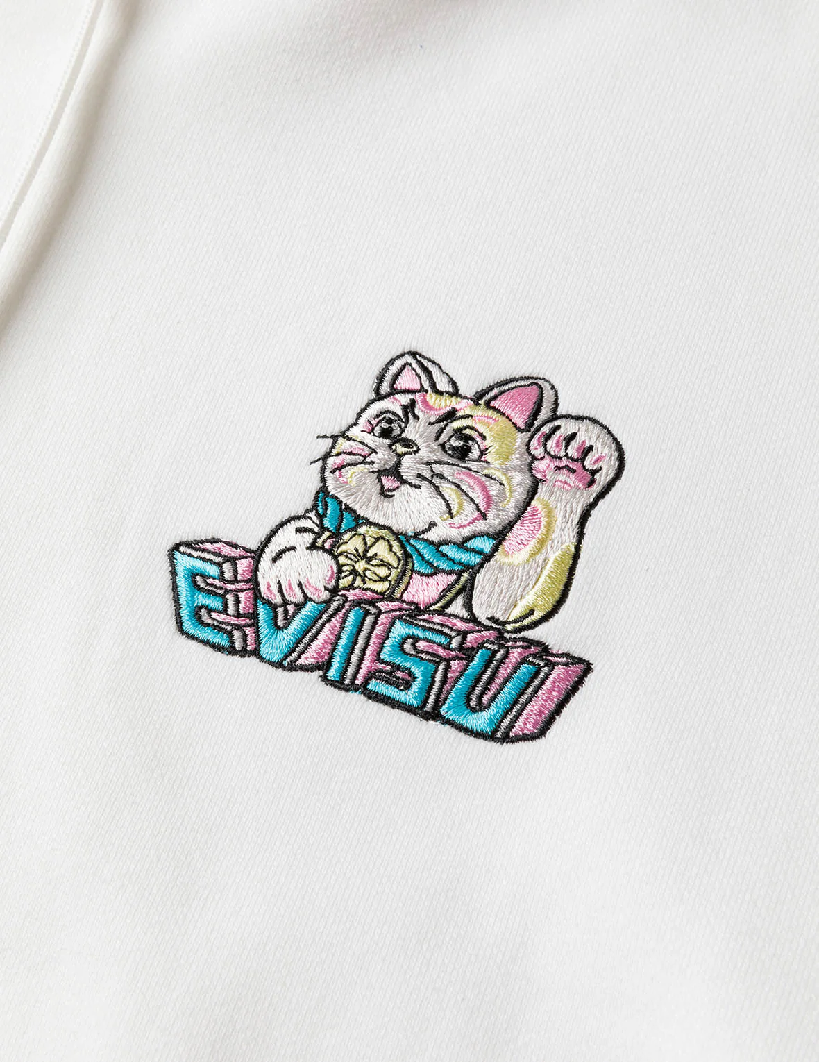 Logo and Fortune Cat Embroidery Oversized Hoodie - Image 9