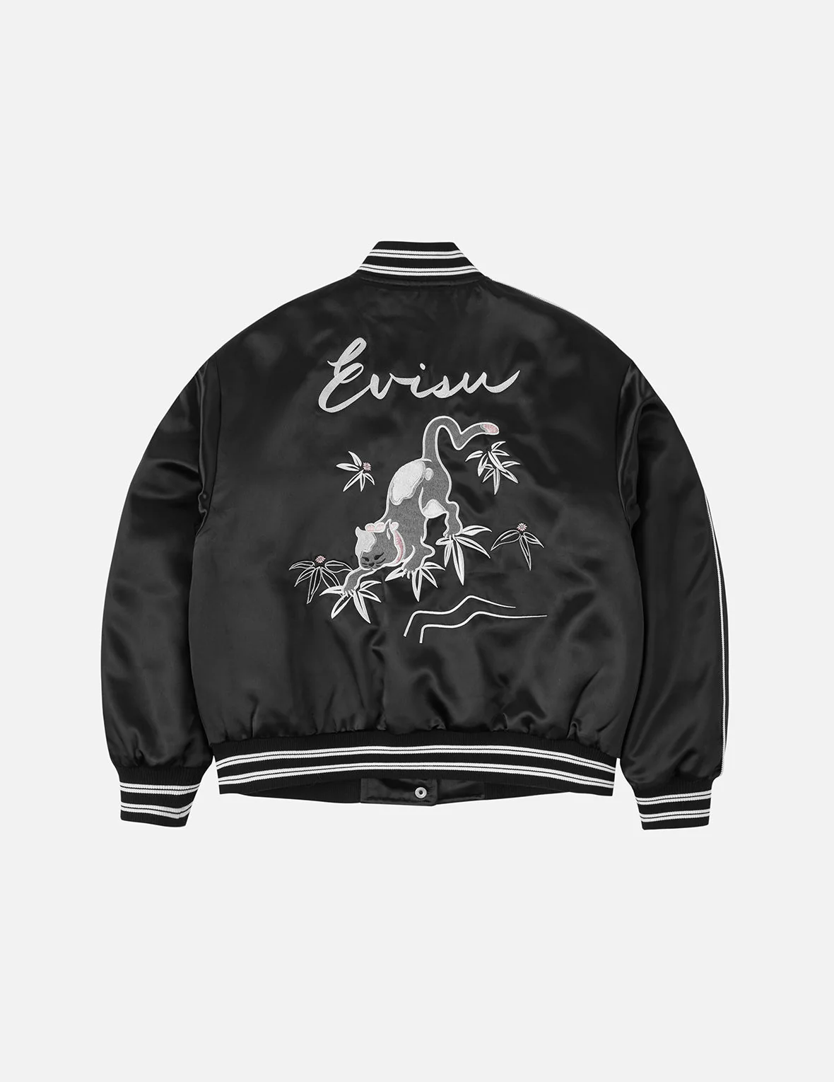 Logo and Fuzzy Cat Embroidery Fashion Fit Varsity Jacket - Image 3
