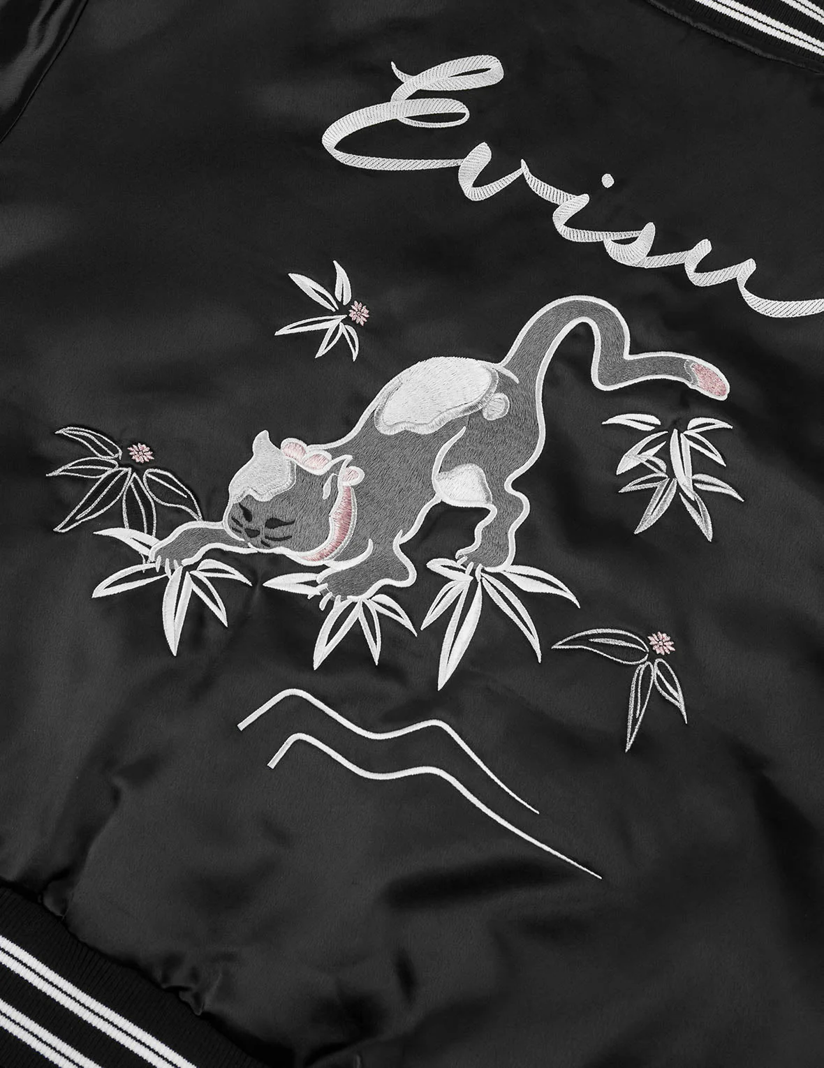 Logo and Fuzzy Cat Embroidery Fashion Fit Varsity Jacket - Image 7