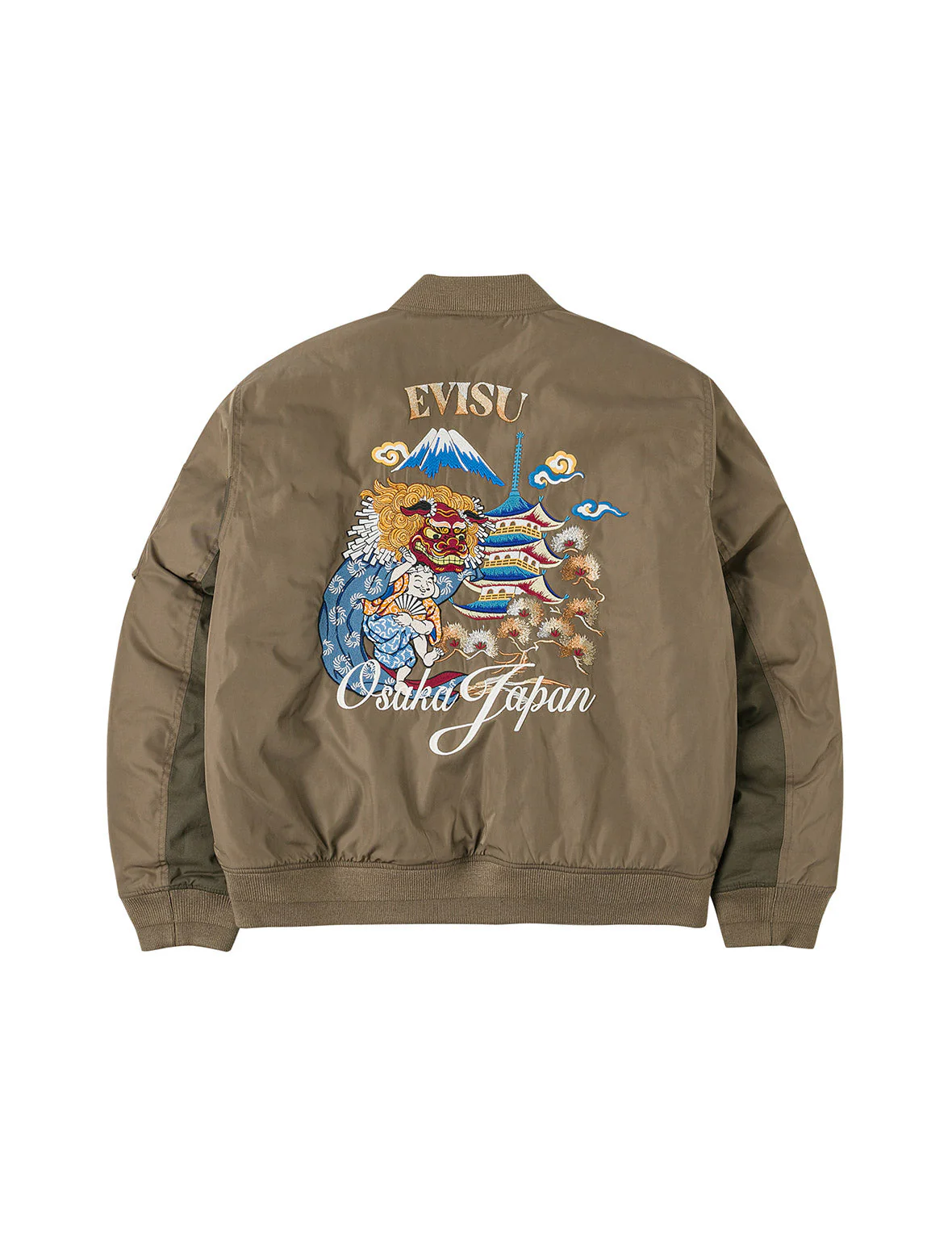 Logo and Godhead Lion Dance Embroidery Relax Fit Bomber Jacket - Image 17