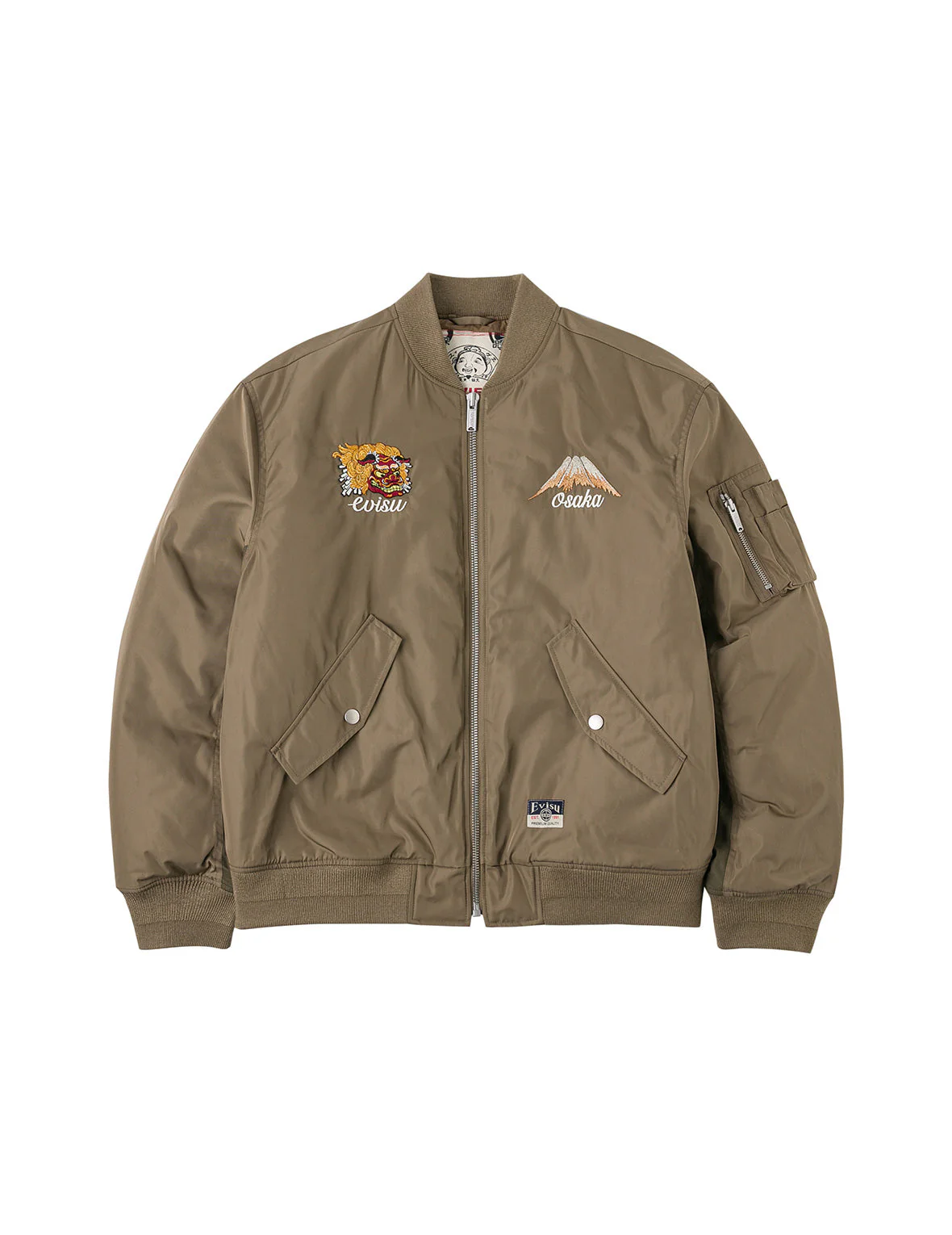 Logo and Godhead Lion Dance Embroidery Relax Fit Bomber Jacket - Image 2