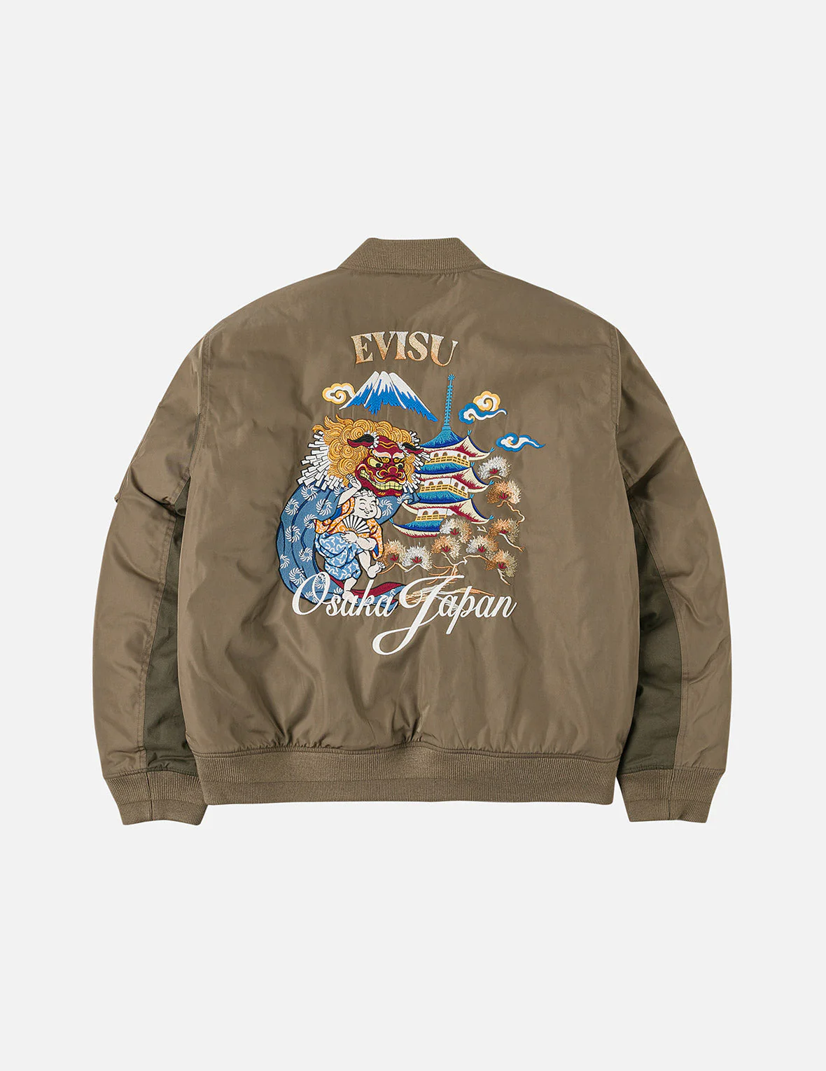 Logo and Godhead Lion Dance Embroidery Relax Fit Bomber Jacket - Image 3