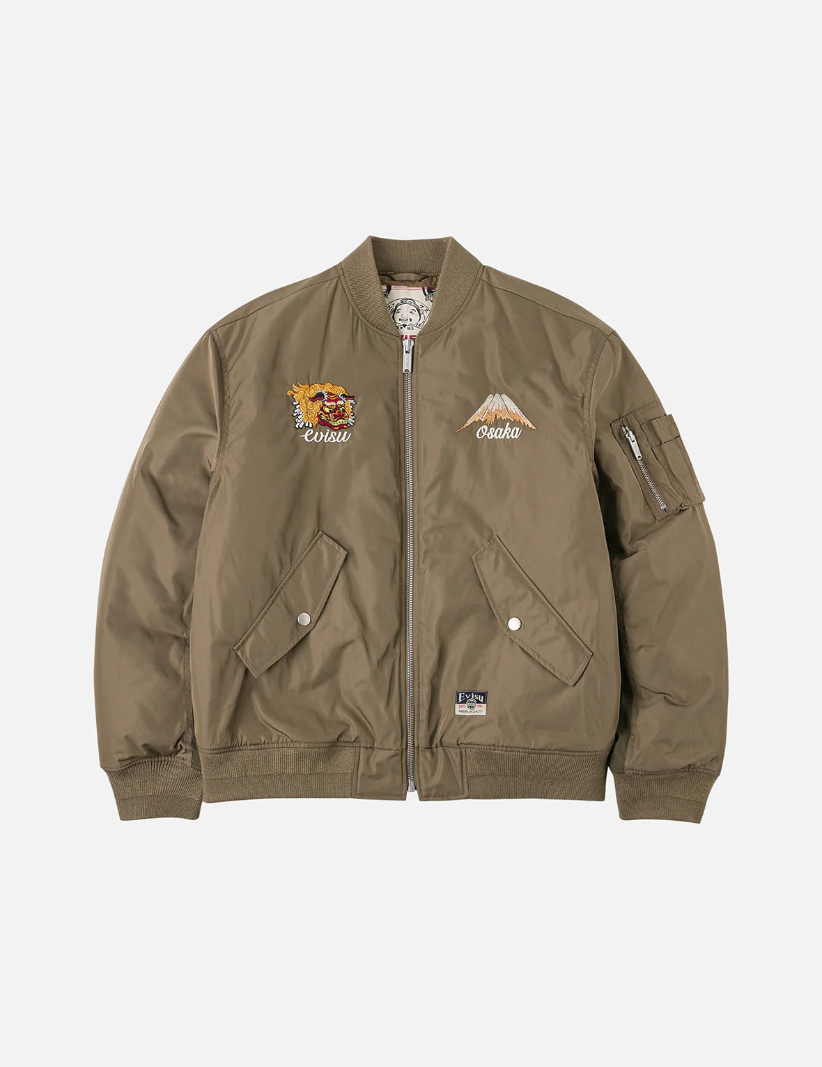 Logo and Godhead Lion Dance Embroidery Relax Fit Bomber Jacket - Image 4
