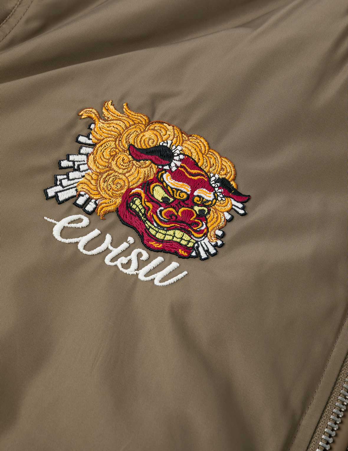 Logo and Godhead Lion Dance Embroidery Relax Fit Bomber Jacket - Image 9