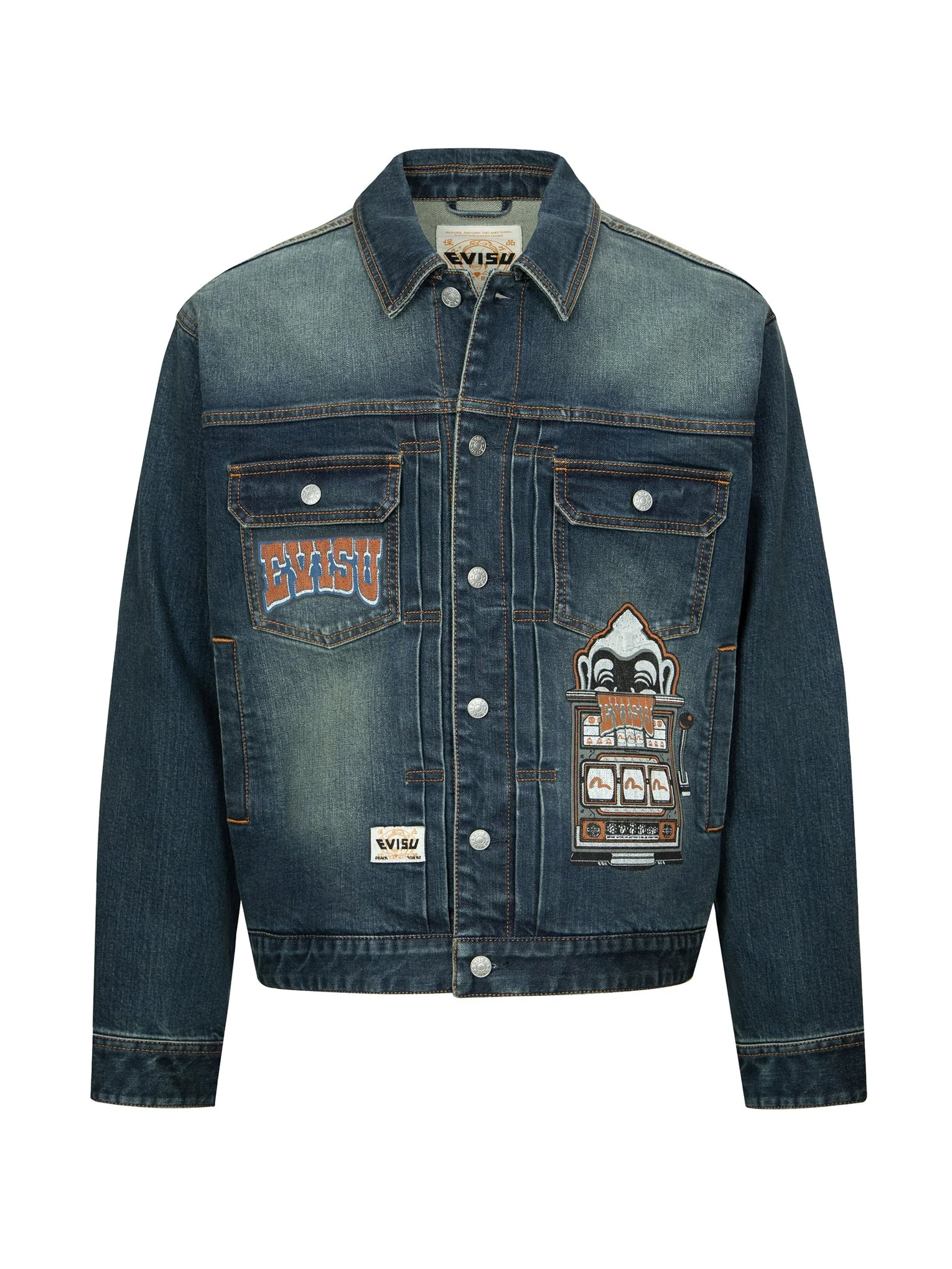 Logo and Godhead Lucky Slot Machine EmbroideriesRelax Fit Denim Jacket - Image 14