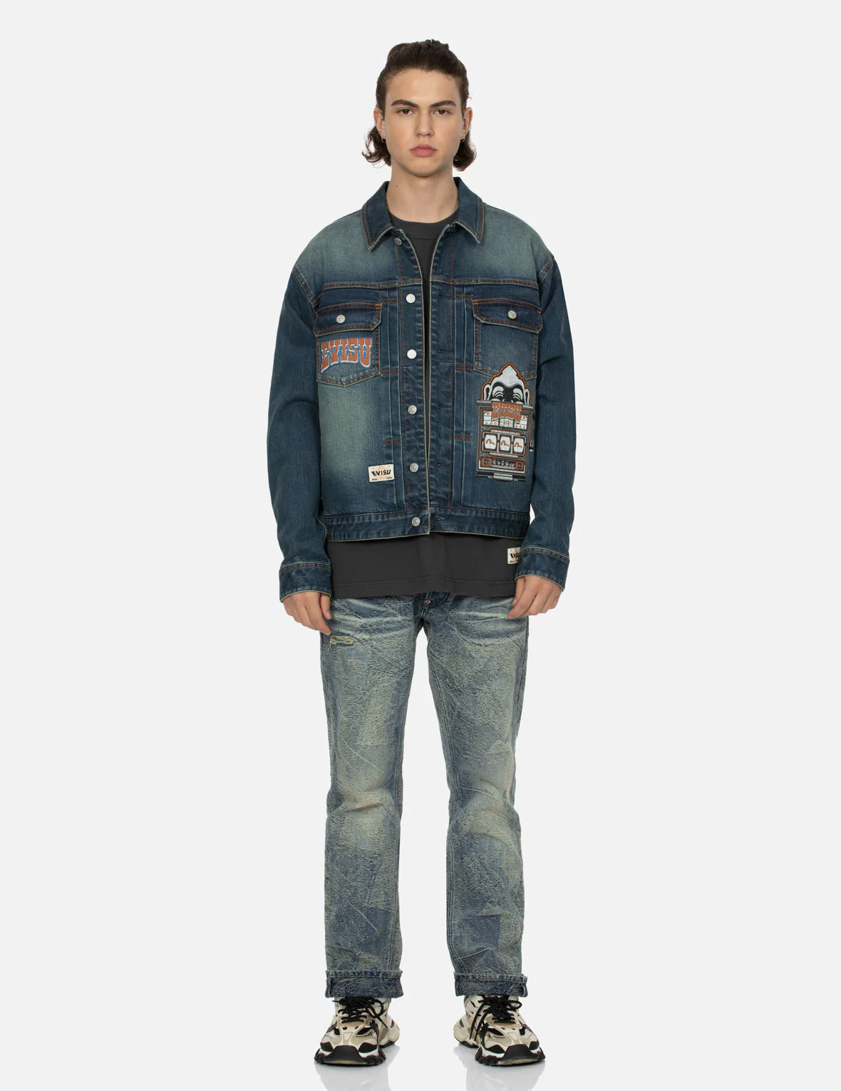 Logo and Godhead Lucky Slot Machine EmbroideriesRelax Fit Denim Jacket - Image 5