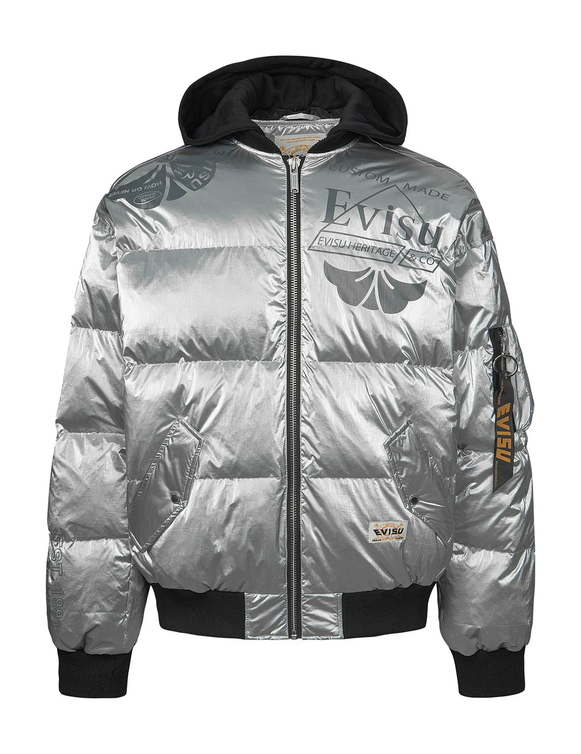 Logo and Kamon Print Bomber Down Jacket - Image 12