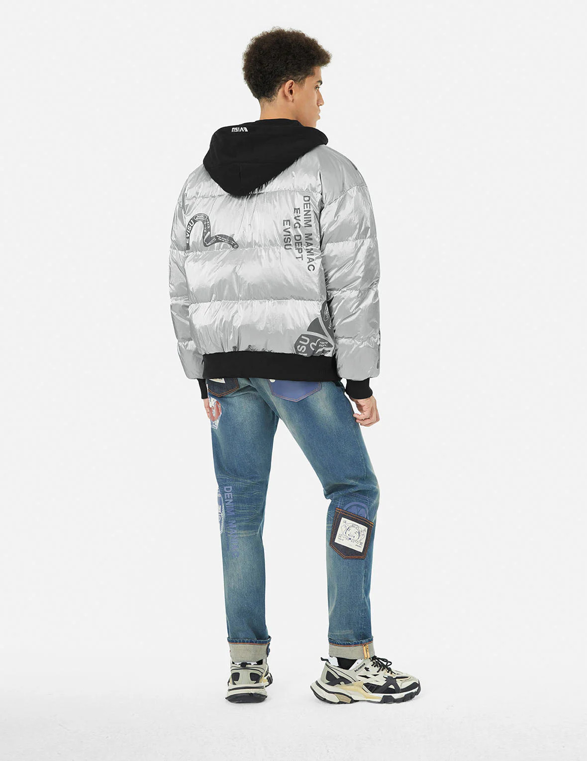 Logo and Kamon Print Bomber Down Jacket - Image 4