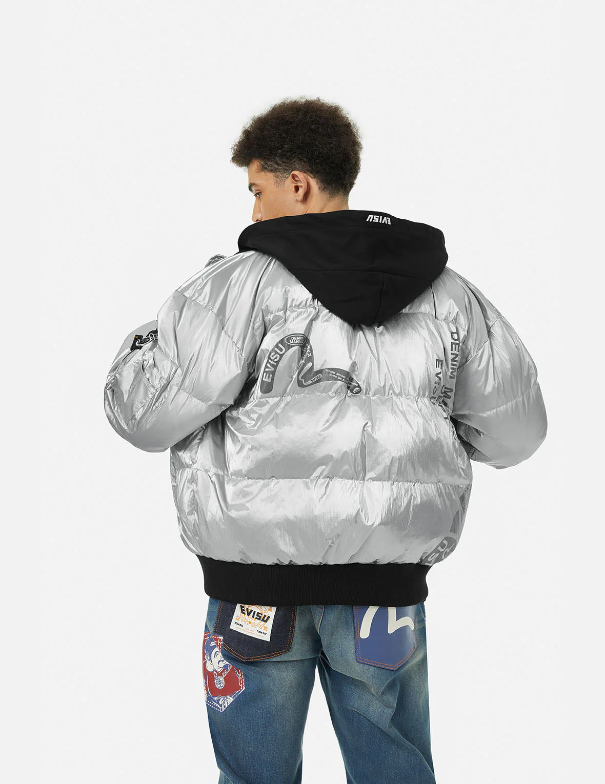Logo and Kamon Print Bomber Down Jacket - Image 6