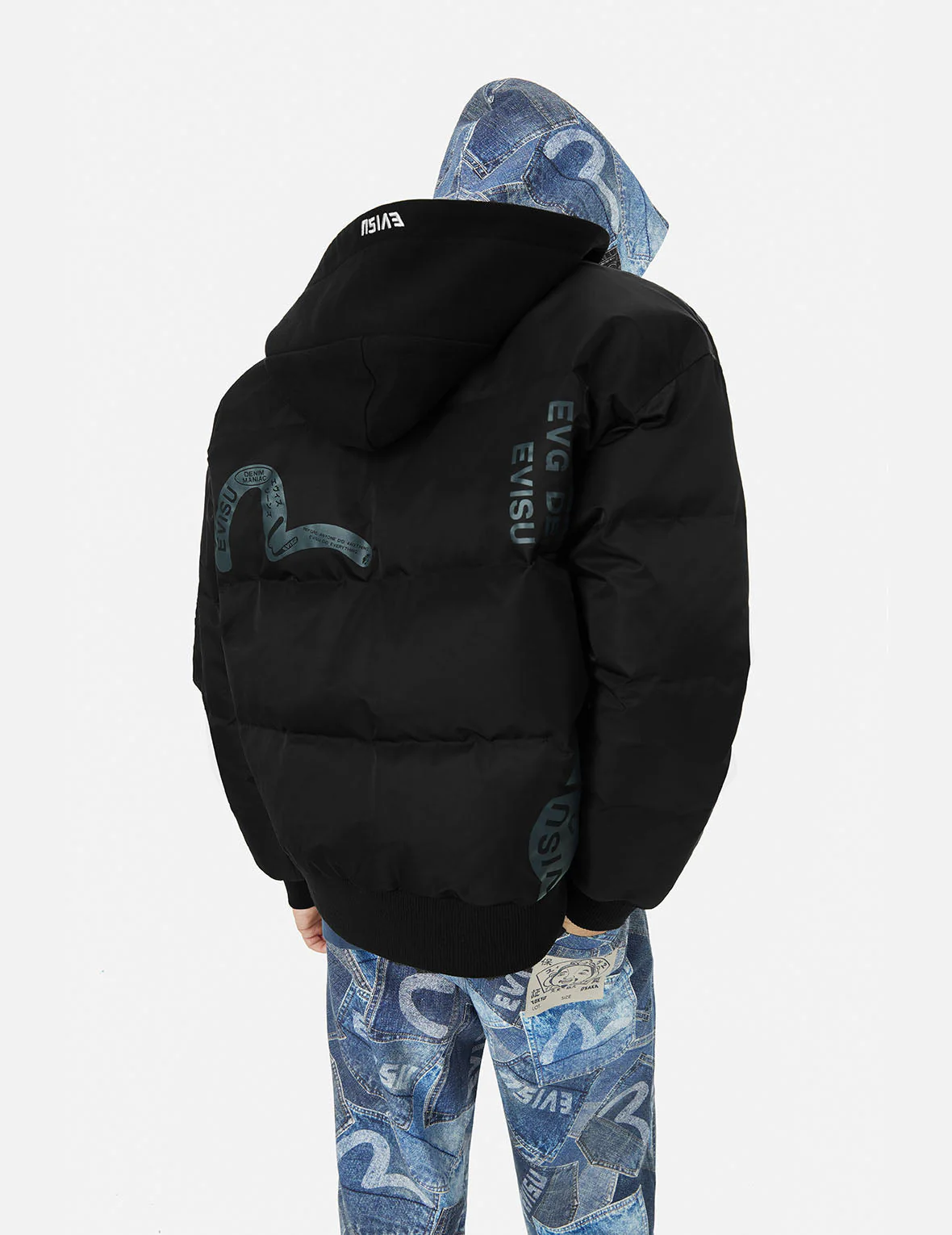 Logo and Kamon Print Loose Fit Bomber Down Jacket - Image 6