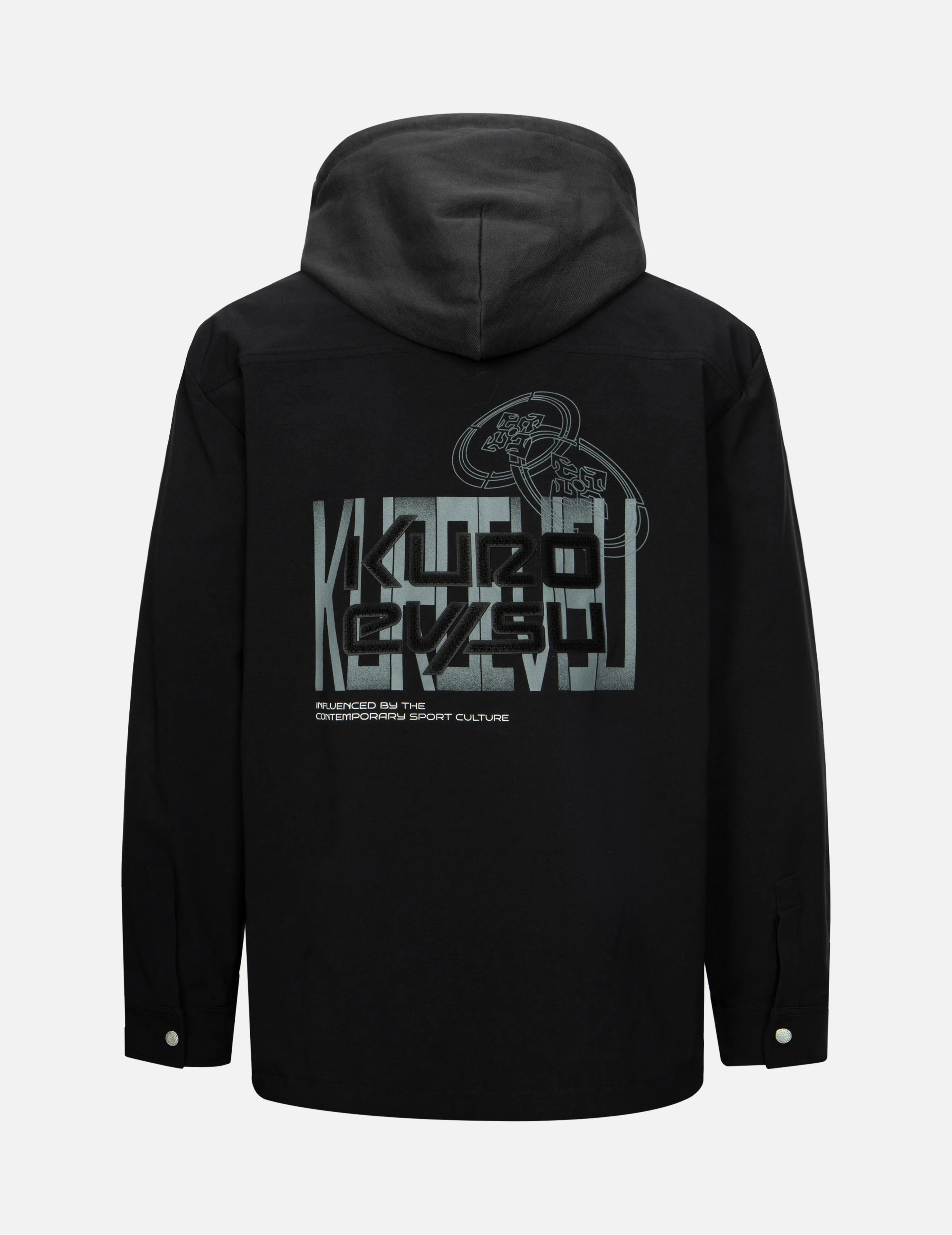 Logo and Kamon Print Regular Fit Shirt Jacket with Detachable Hood - Image 15