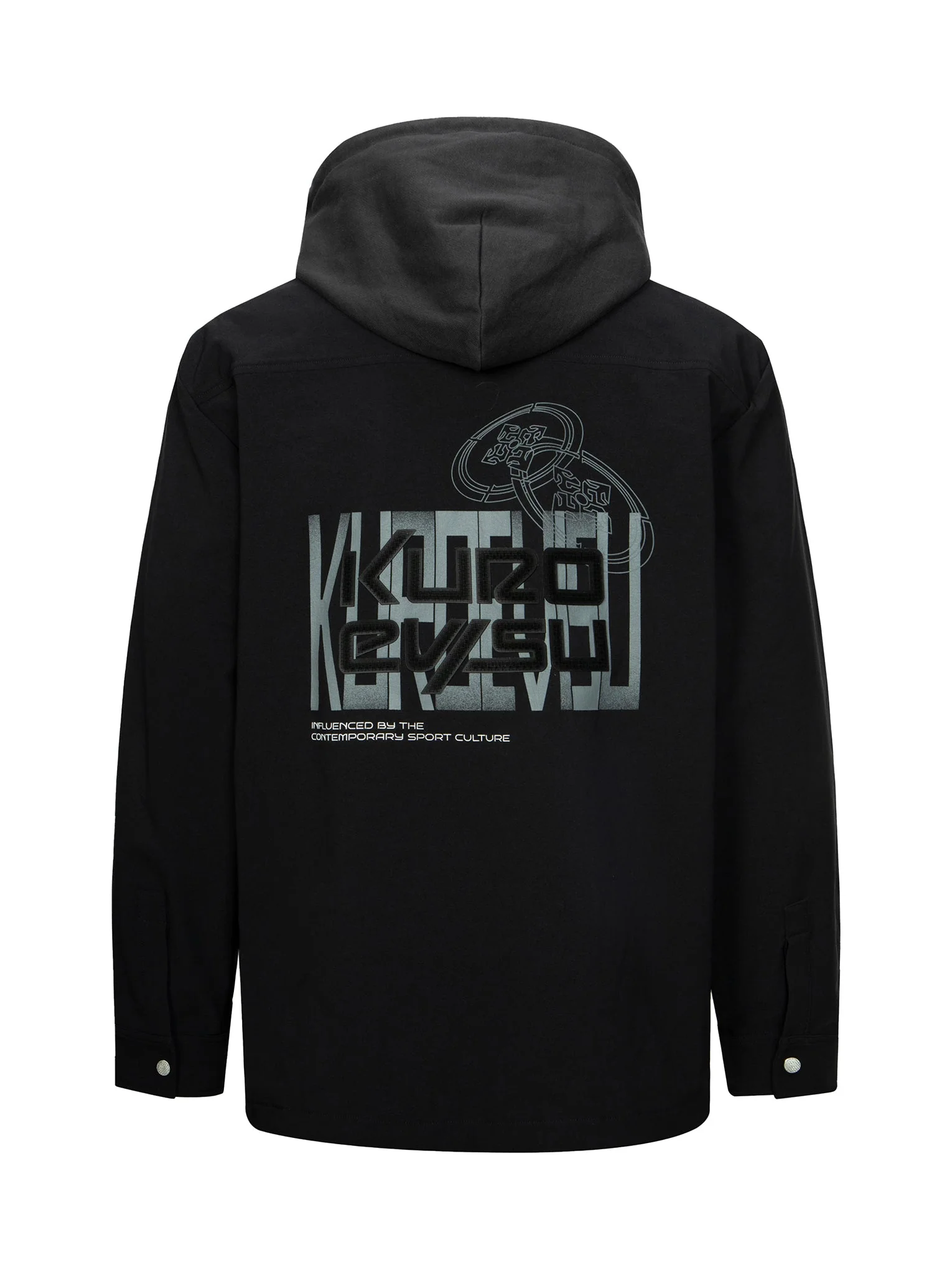 Logo and Kamon Print Regular Fit Shirt Jacket with Detachable Hood - Image 16