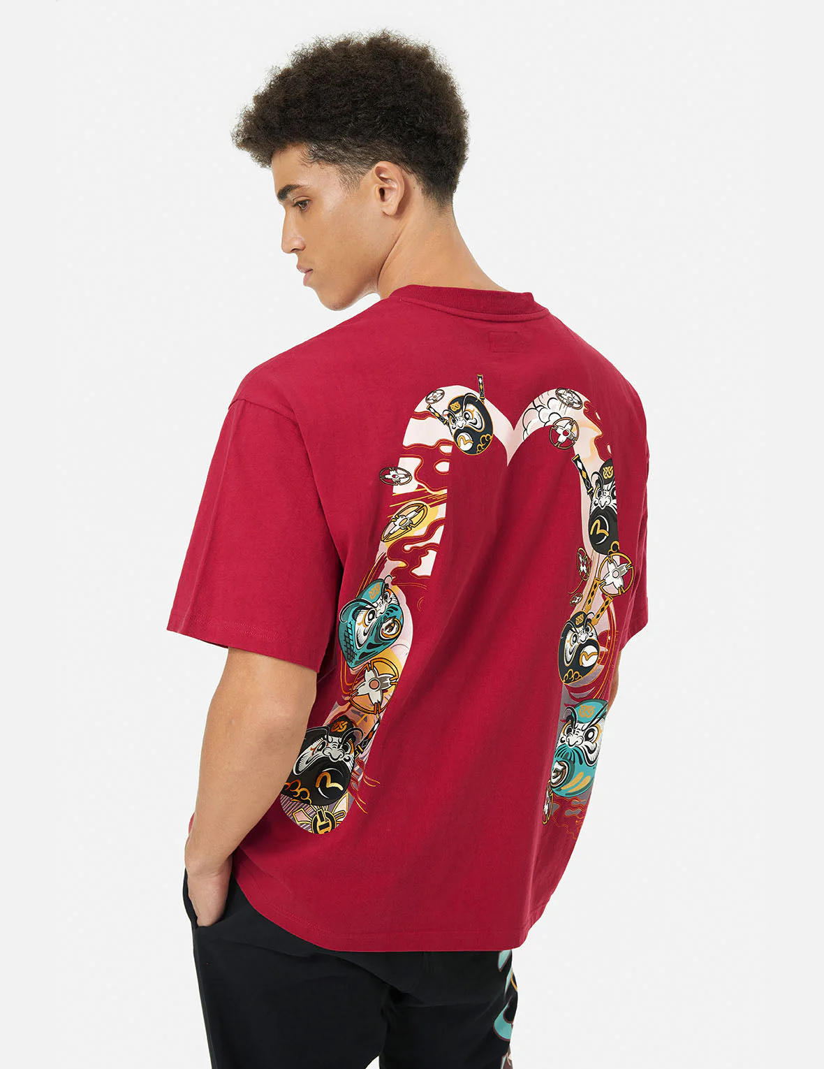 Logo and Ninja Daruma Daicock Print Loose Fit T-shirt - Image 15