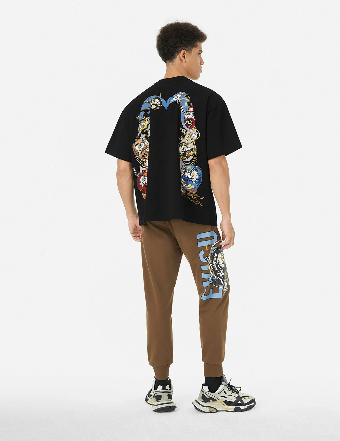 Logo and Ninja Daruma Daicock Print Loose Fit T-shirt - Image 3