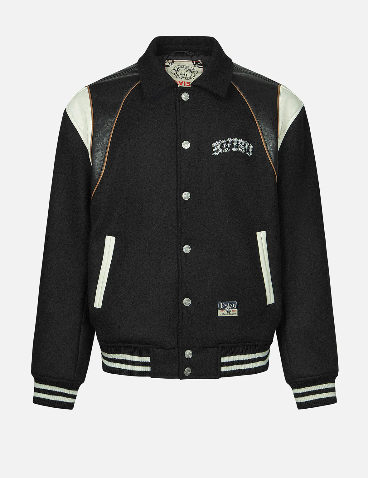 Logo and Seagull Applique Relax Fit Baseball Jacket - Image 2