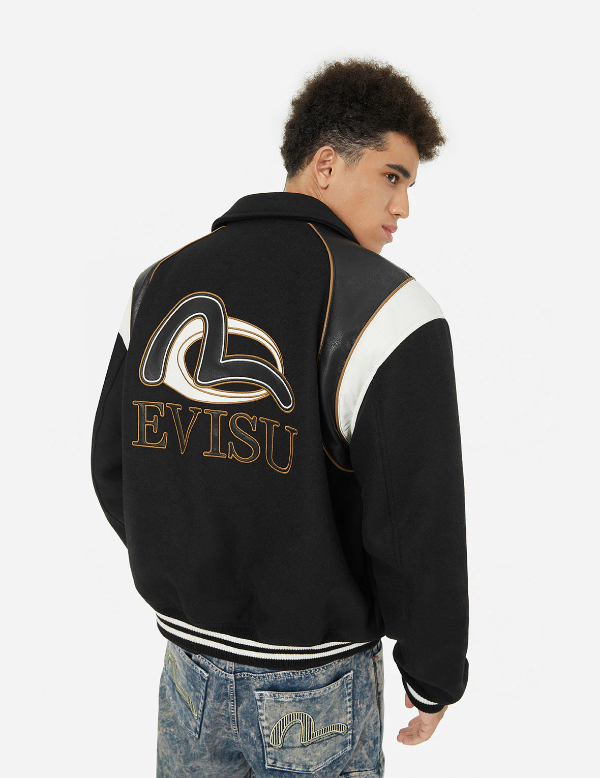 Logo and Seagull Applique Relax Fit Baseball Jacket - Image 5