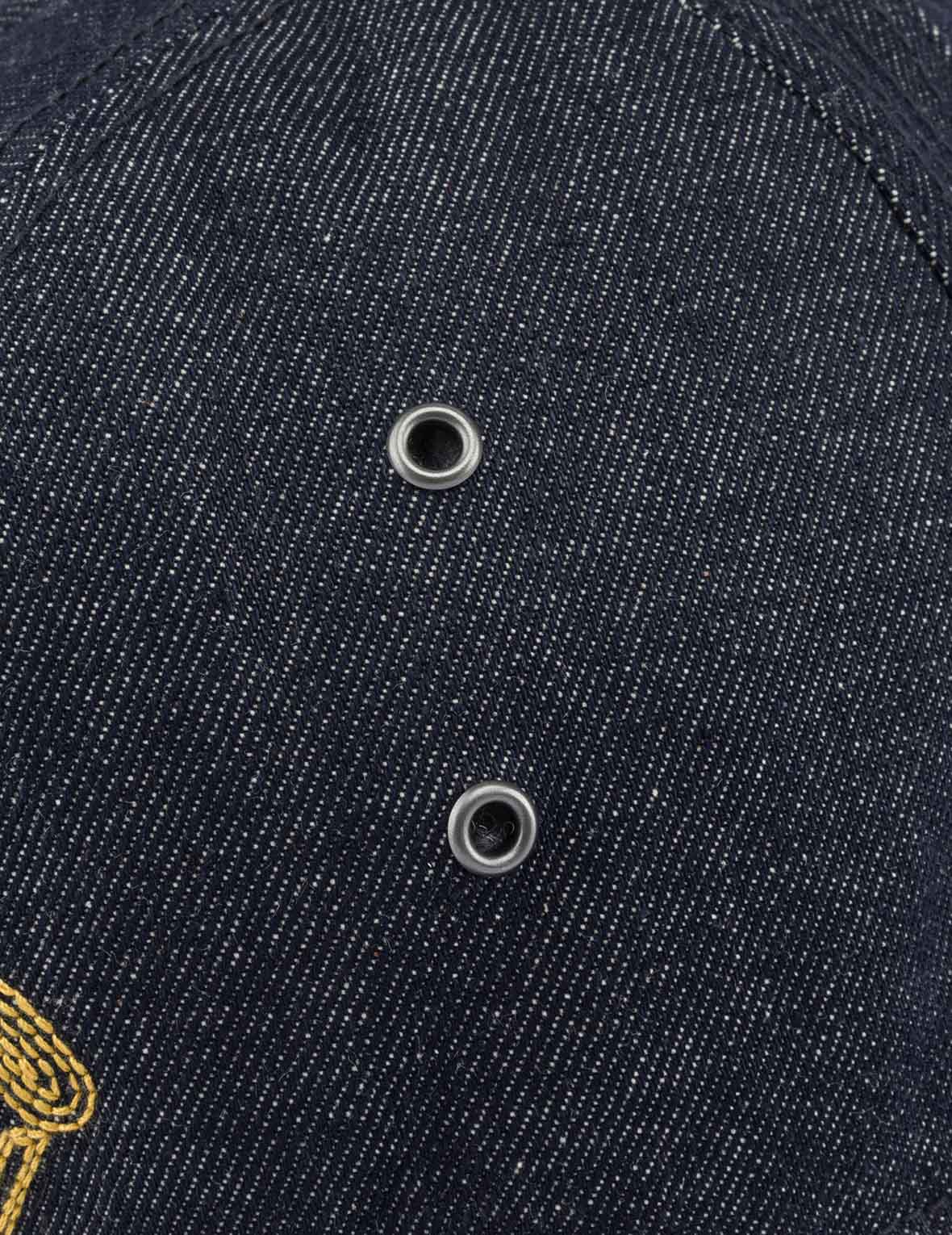 Logo and Seagull Embroidery Denim Bucket Hat - Image 10
