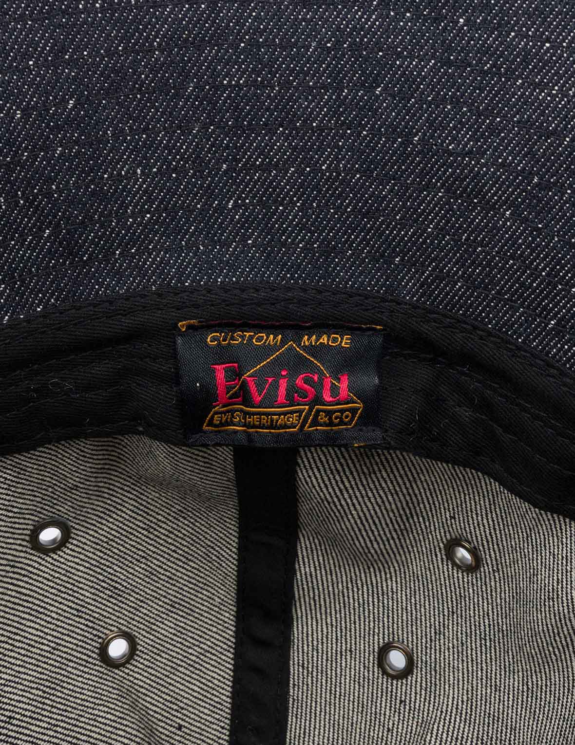 Logo and Seagull Embroidery Denim Bucket Hat - Image 12