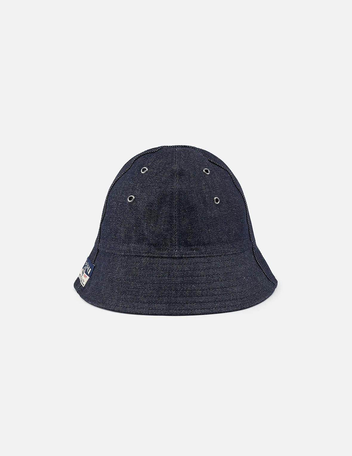 Logo and Seagull Embroidery Denim Bucket Hat - Image 4