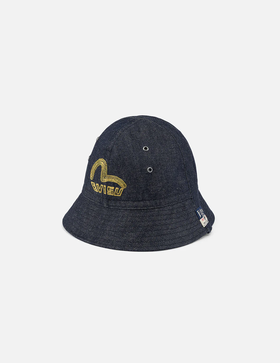 Logo and Seagull Embroidery Denim Bucket Hat - Image 5
