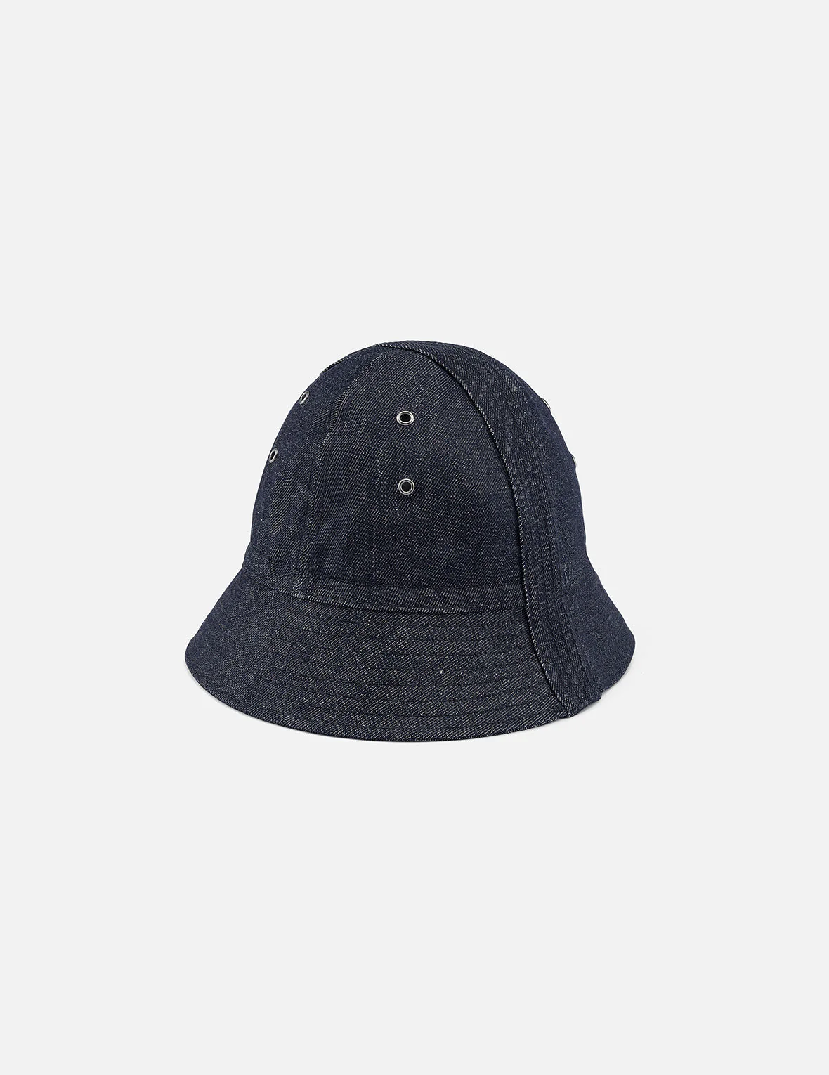 Logo and Seagull Embroidery Denim Bucket Hat - Image 6