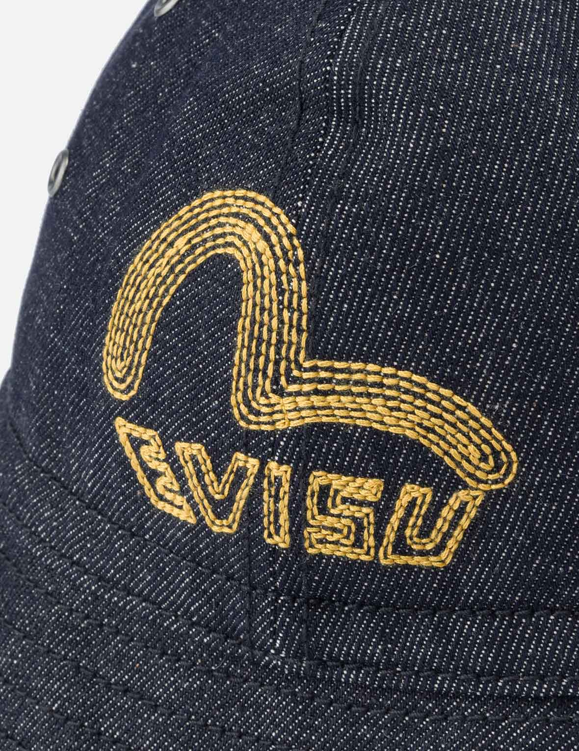 Logo and Seagull Embroidery Denim Bucket Hat - Image 8