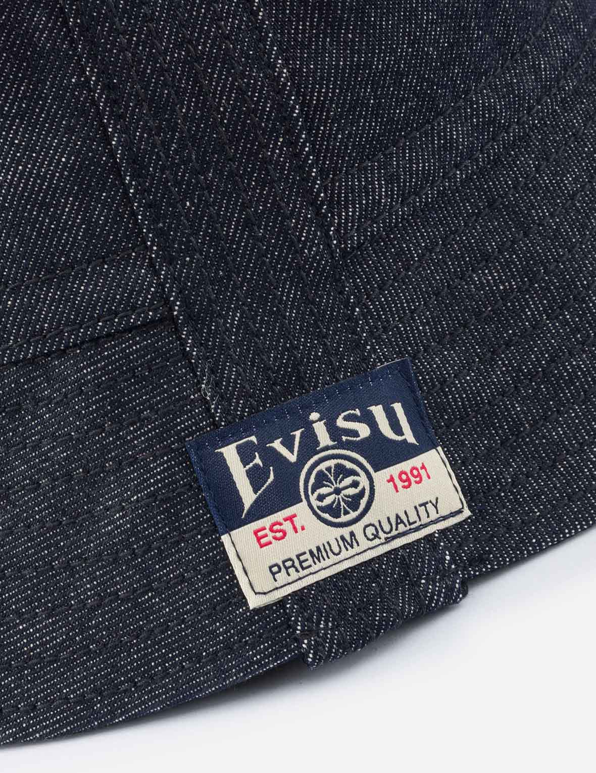 Logo and Seagull Embroidery Denim Bucket Hat - Image 9
