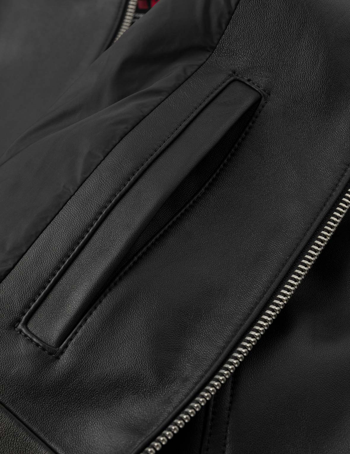 Logo and Seagull Embroidery Regular Fit Leather Jacket - Image 11