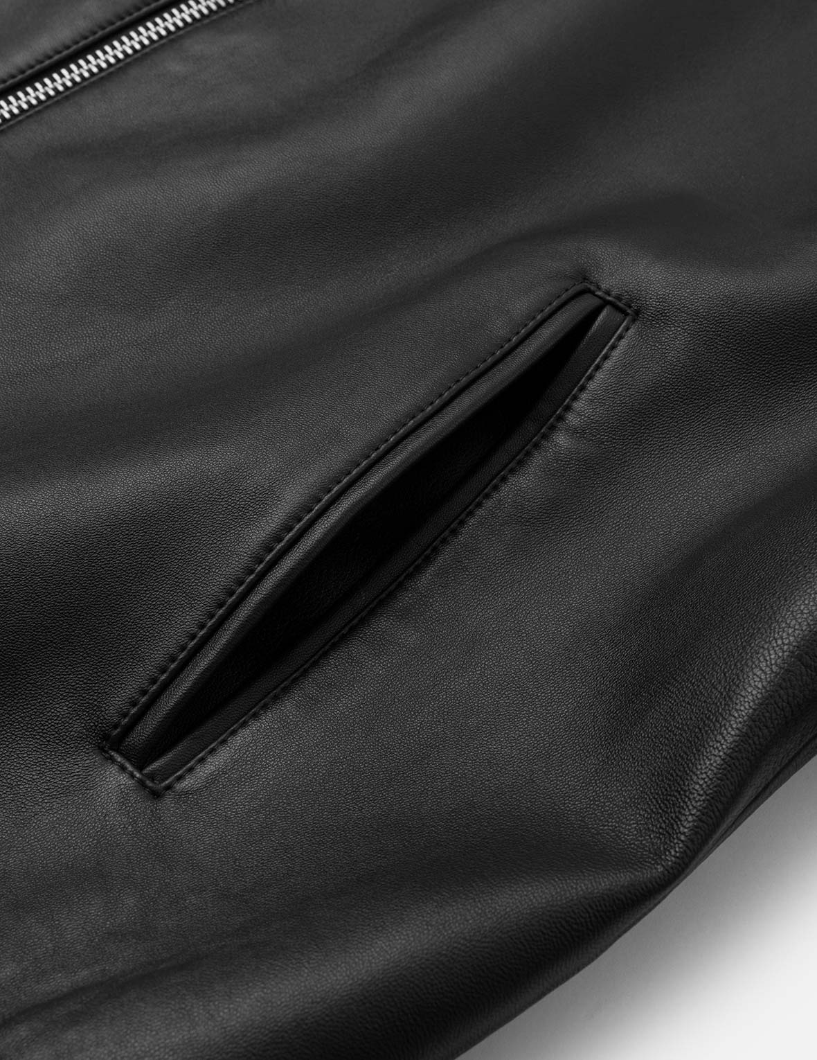 Logo and Seagull Embroidery Regular Fit Leather Jacket - Image 12