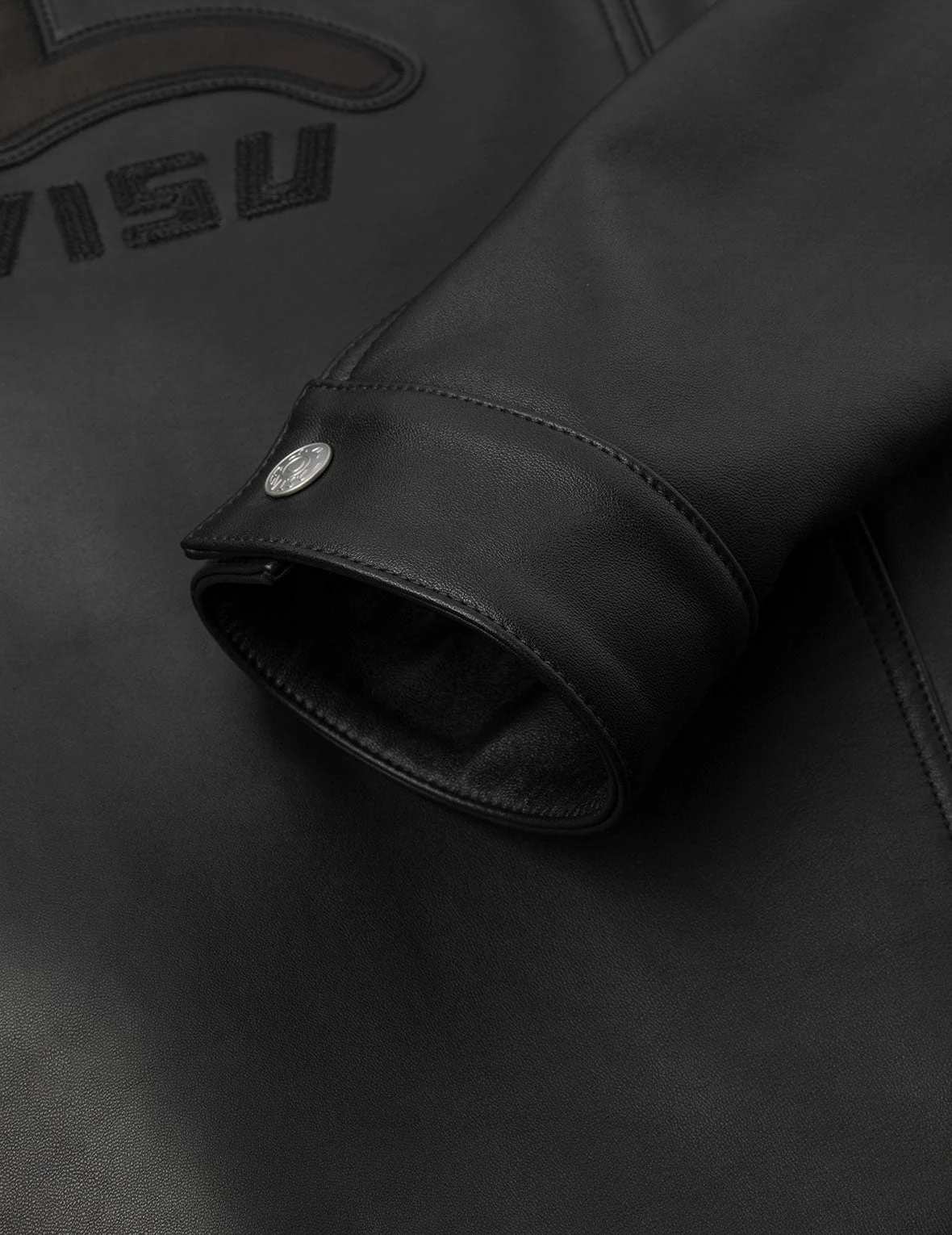 Logo and Seagull Embroidery Regular Fit Leather Jacket - Image 13