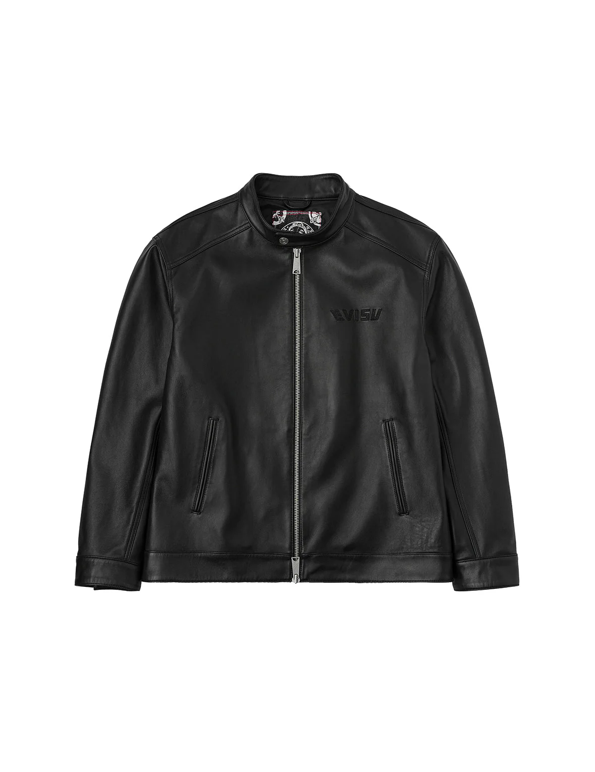 Logo and Seagull Embroidery Regular Fit Leather Jacket - Image 2
