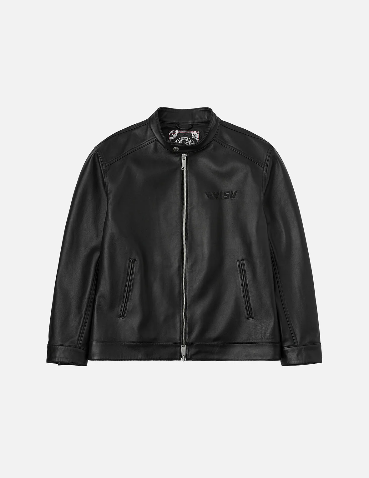Logo and Seagull Embroidery Regular Fit Leather Jacket - Image 4