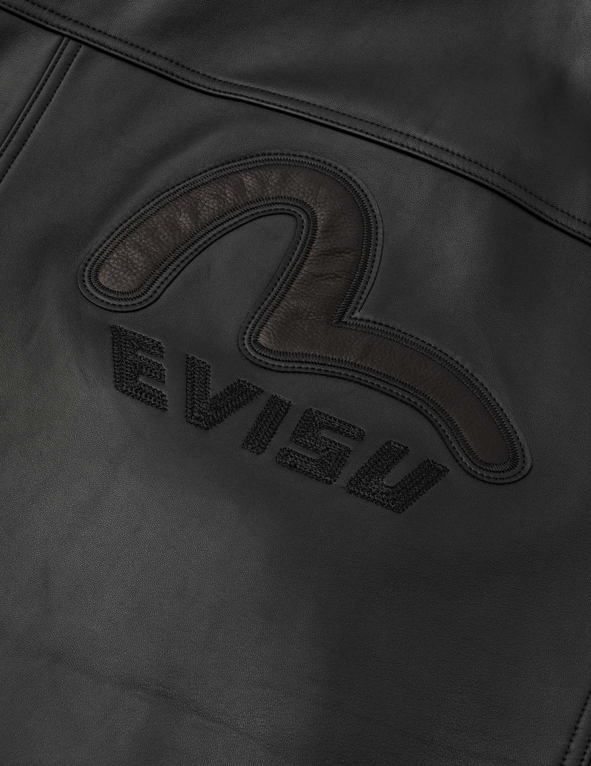 Logo and Seagull Embroidery Regular Fit Leather Jacket - Image 7