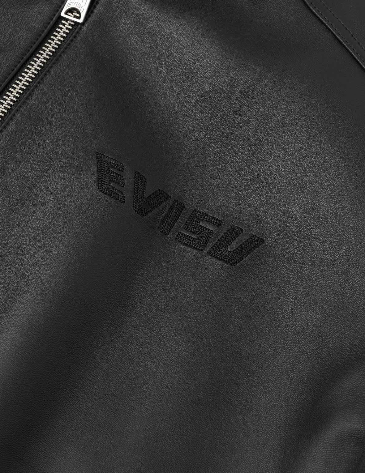 Logo and Seagull Embroidery Regular Fit Leather Jacket - Image 8